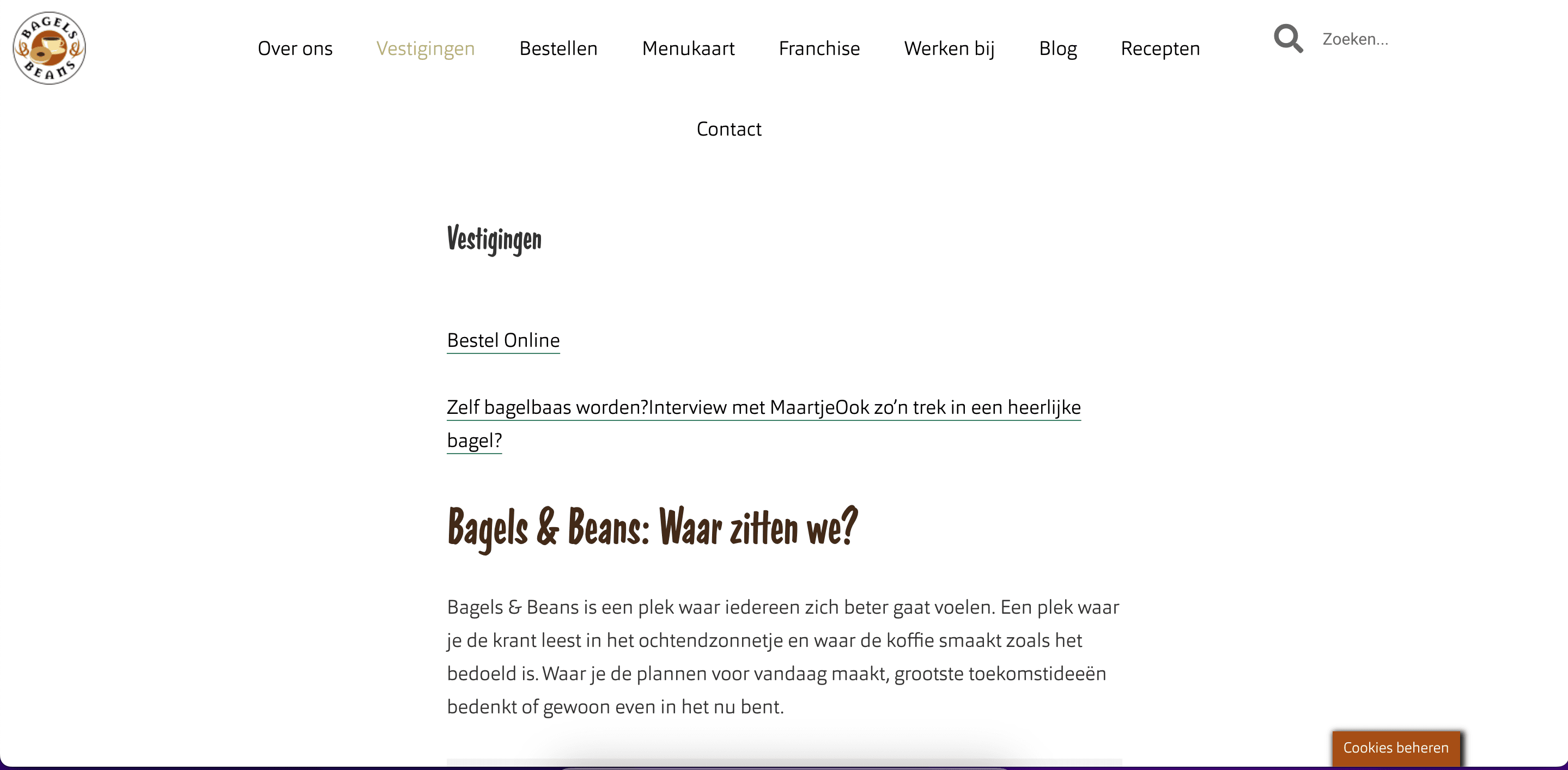 Bagels & Beans - Current website - Locations