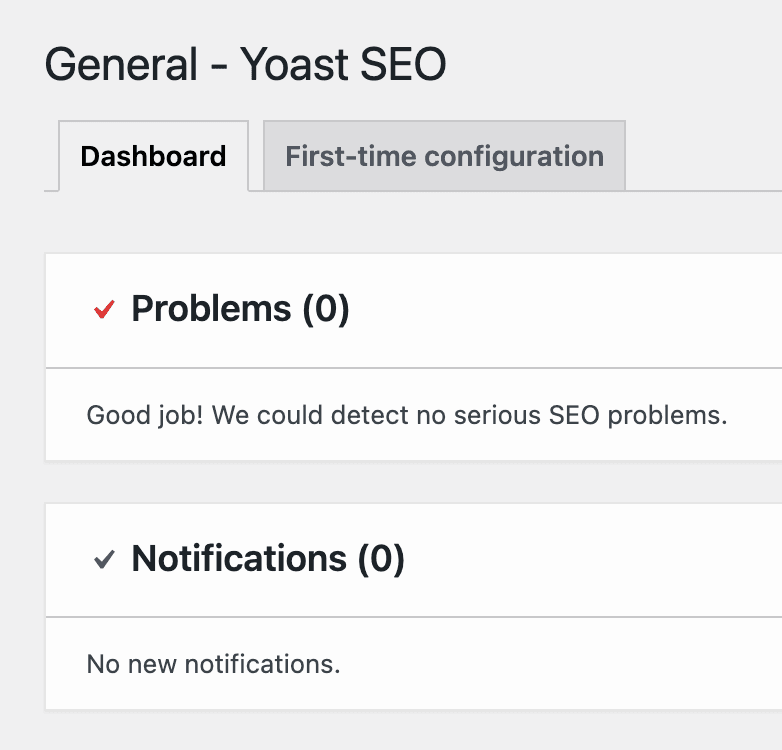 Bagels & Beans - New website - Yoast dashboard